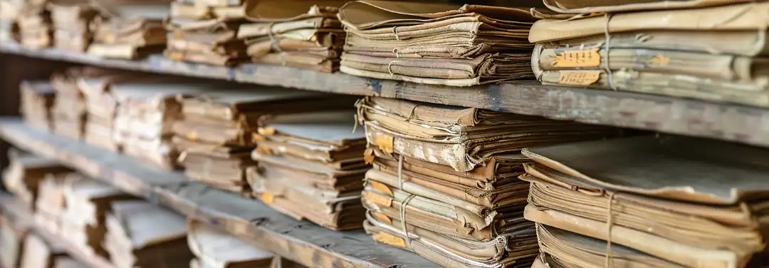 Regal in einem alten Archiv